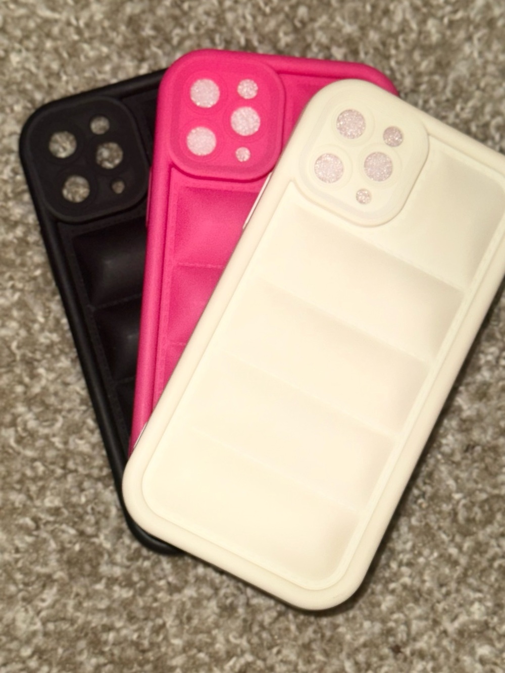 Pink, White & Black Silicone Padded Phone Case Set - Compatible Protection